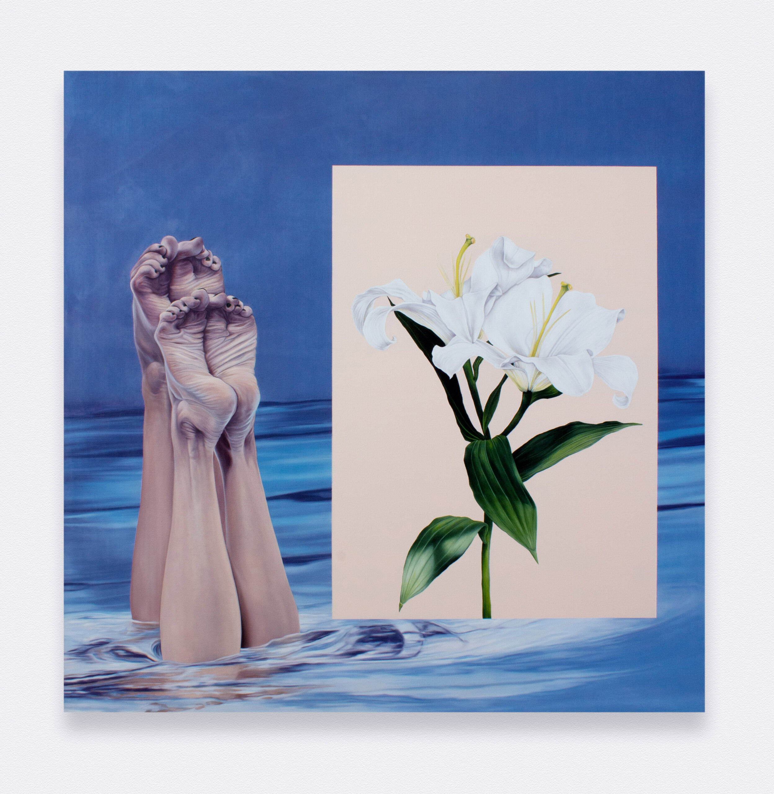 Bex Massey Legs to ham on show, the rest concealed 2026 Oil on canvas 100 x 100cm